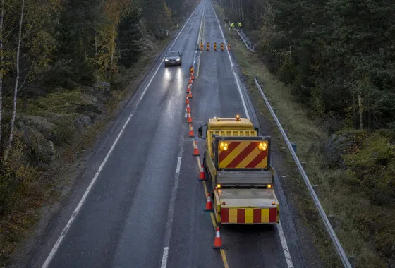 TMA-bil och buffertzon sett uppifrån