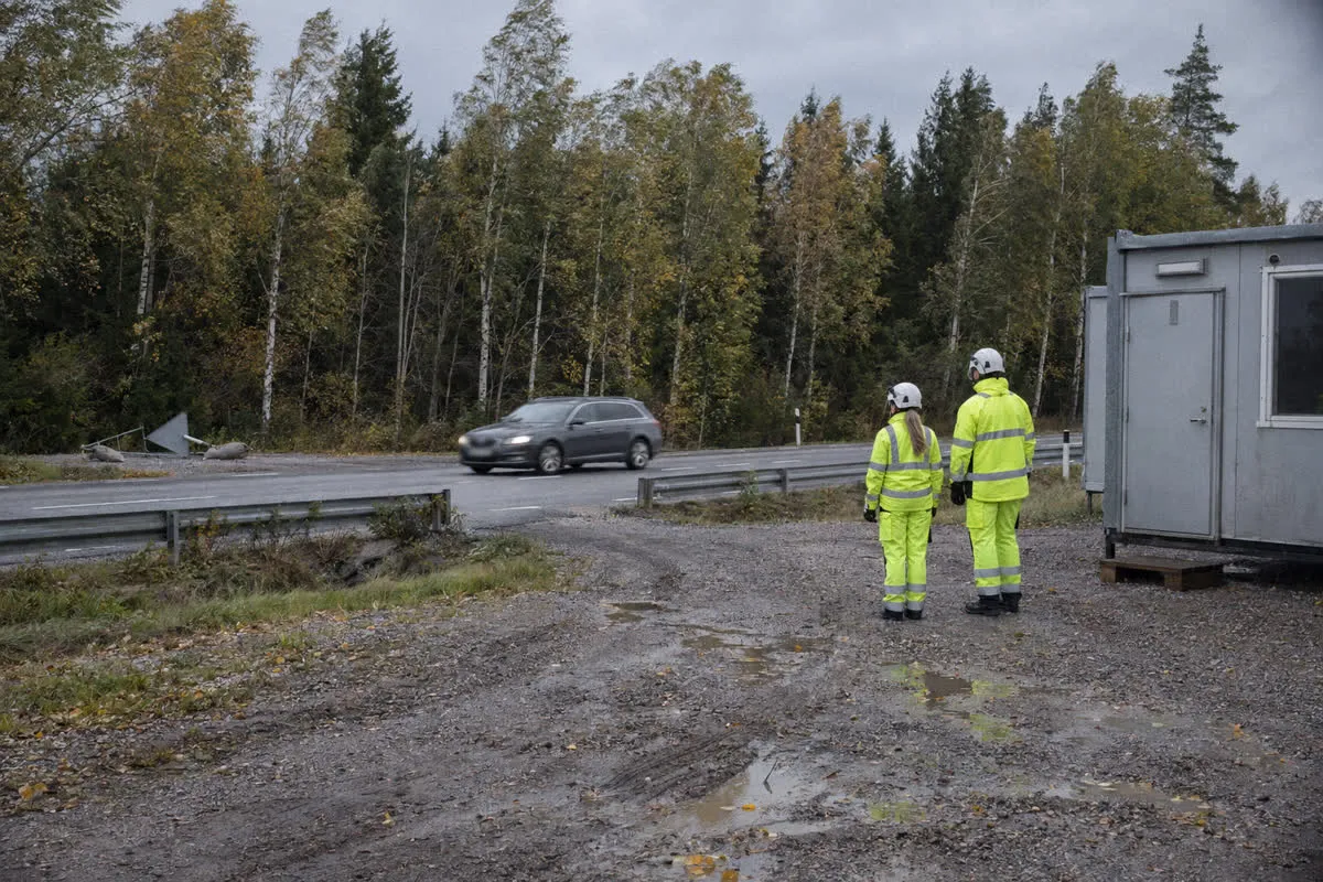 Vägmärke för vägarbete vid en vägarbetsplats